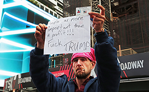 Trump Rally and Protest : Times Square : New York :  Photos : Richard Moore : Photographer